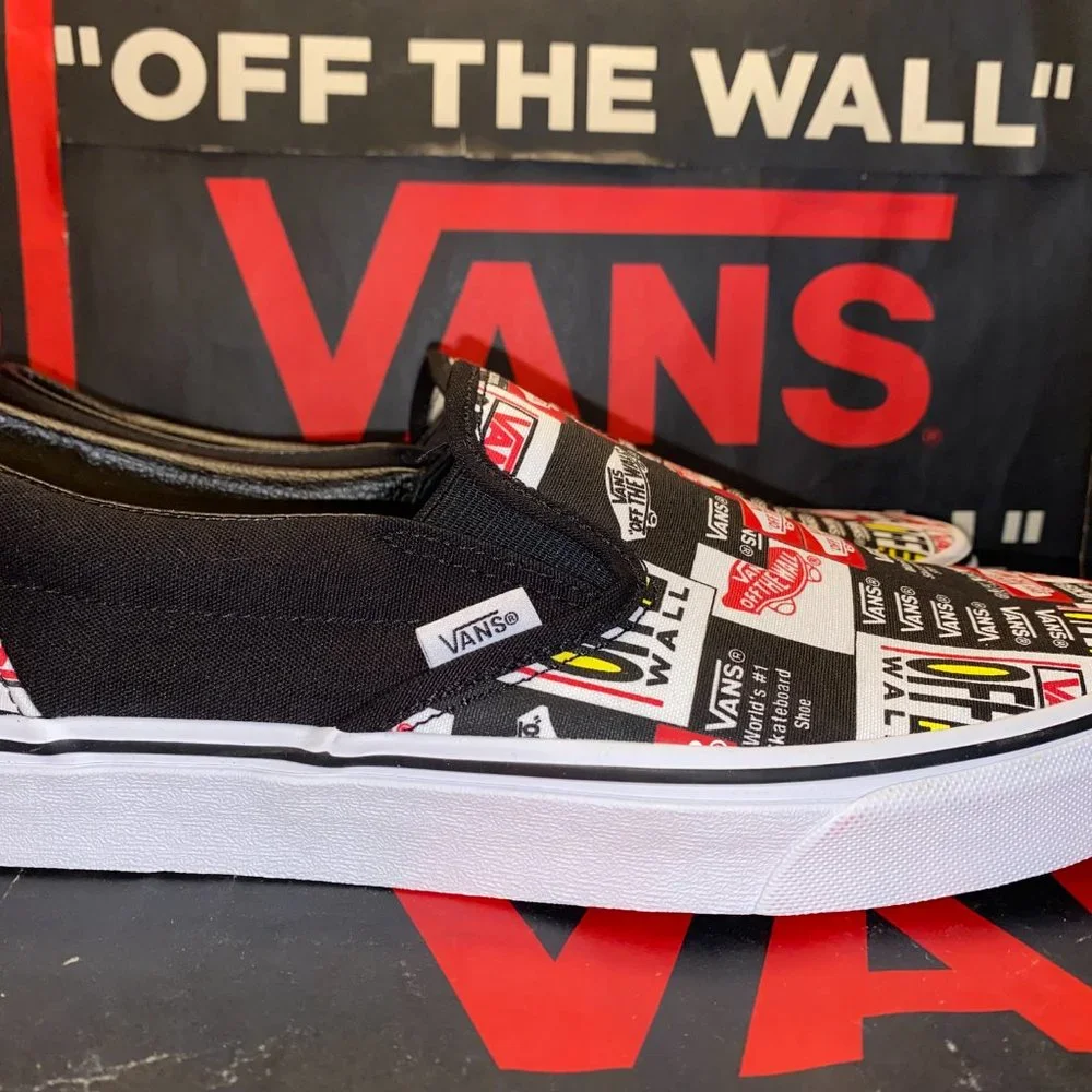 Vans Men's 4.5/Women's 6 Classic Slip-On Label Mix True White VN0A4BV3V9A